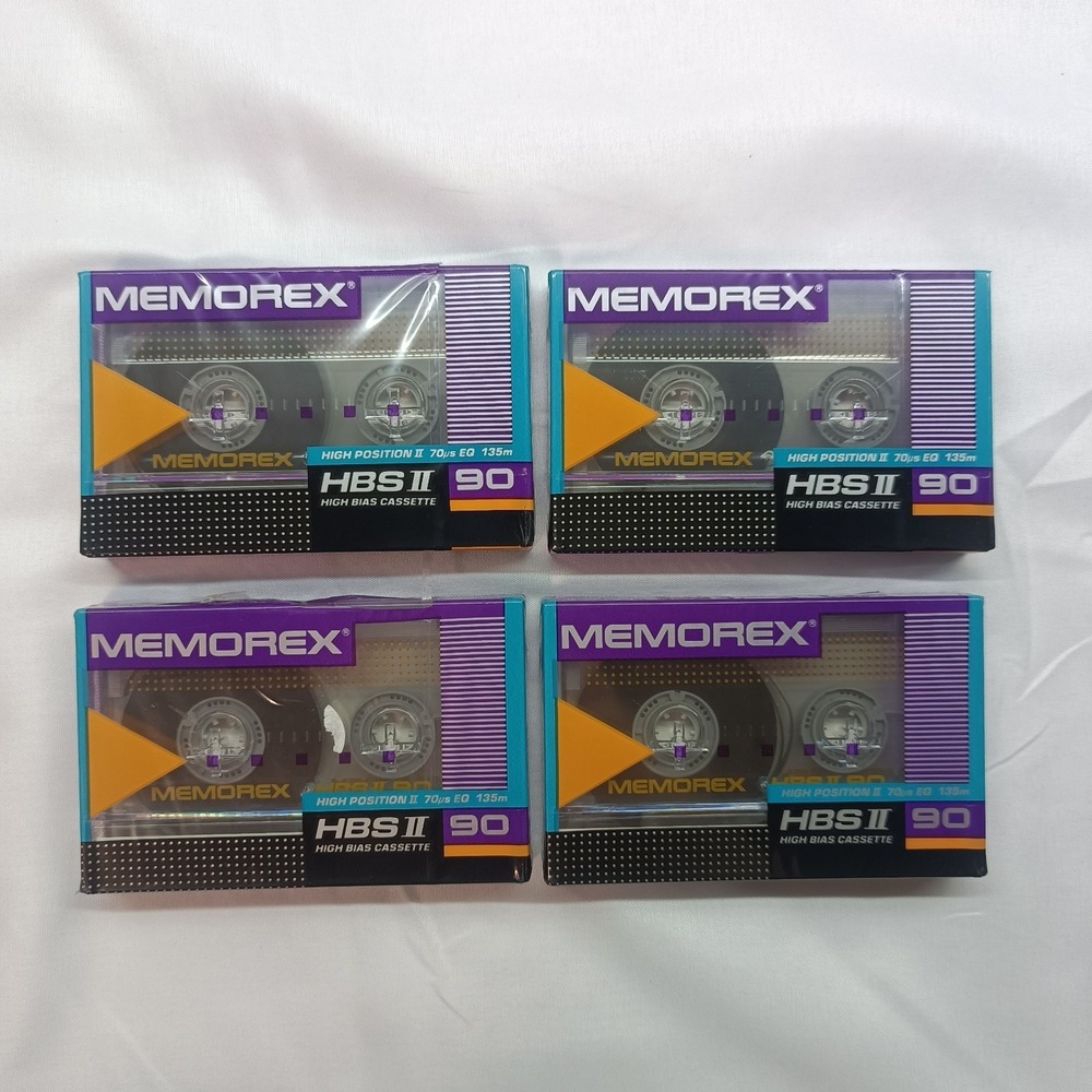 4 New Memorex HBSII 90 Type II High Bias Blank Audio Cassette Tape Made in USA